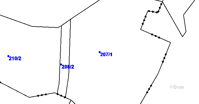 Parcela st. 207/1 v KÚ Sychrov u Ledče nad Sázavou, Katastrální mapa