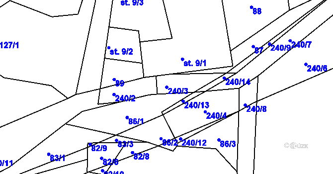 Parcela st. 240/3 v KÚ Sychrov u Ledče nad Sázavou, Katastrální mapa