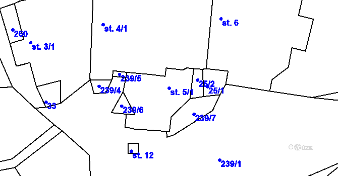 Parcela st. 5/1 v KÚ Sychrov u Ledče nad Sázavou, Katastrální mapa
