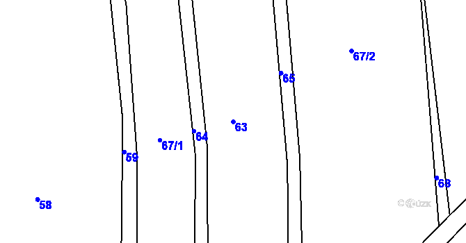 Parcela st. 63 v KÚ Sychrov u Ledče nad Sázavou, Katastrální mapa