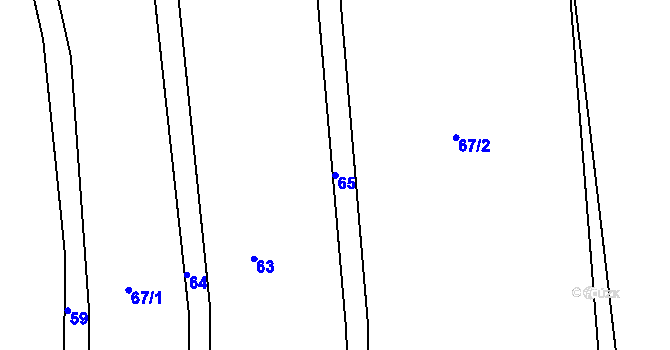 Parcela st. 65 v KÚ Sychrov u Ledče nad Sázavou, Katastrální mapa