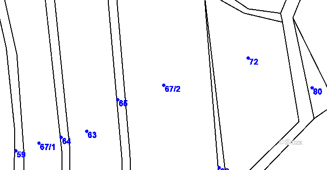 Parcela st. 67/2 v KÚ Sychrov u Ledče nad Sázavou, Katastrální mapa