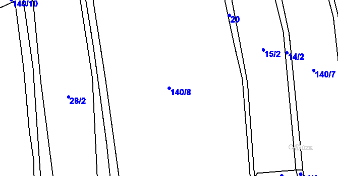 Parcela st. 140/8 v KÚ Sychrov u Ledče nad Sázavou, Katastrální mapa