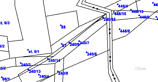 Parcela st. 240/7 v KÚ Sychrov u Ledče nad Sázavou, Katastrální mapa