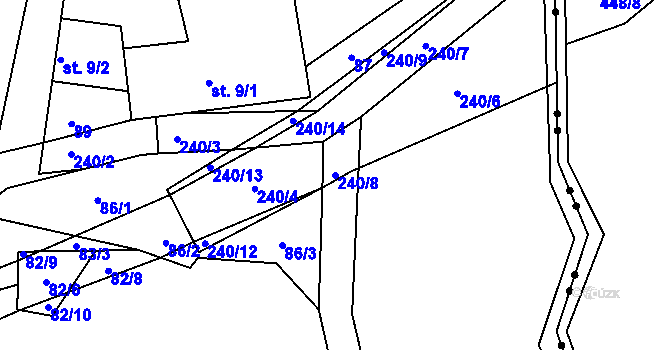 Parcela st. 240/8 v KÚ Sychrov u Ledče nad Sázavou, Katastrální mapa