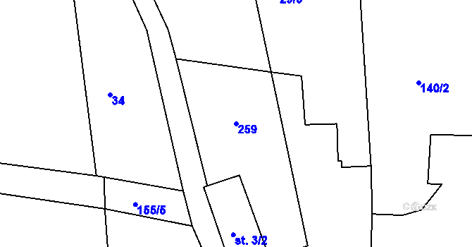 Parcela st. 259 v KÚ Sychrov u Ledče nad Sázavou, Katastrální mapa