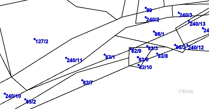 Parcela st. 83/1 v KÚ Sychrov u Ledče nad Sázavou, Katastrální mapa