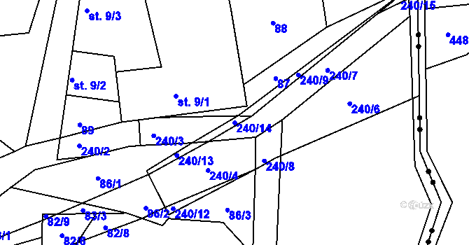 Parcela st. 240/14 v KÚ Sychrov u Ledče nad Sázavou, Katastrální mapa