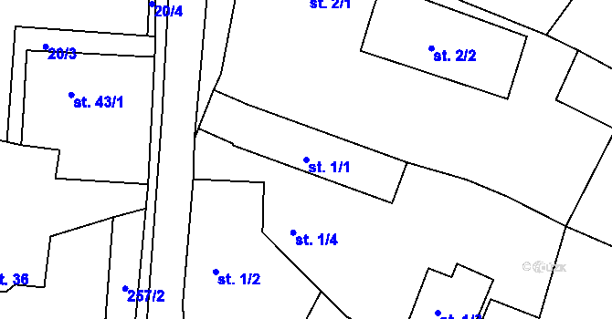 Parcela st. 1/1 v KÚ Vrbka u Ledče nad Sázavou, Katastrální mapa