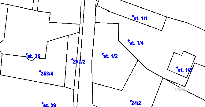 Parcela st. 1/2 v KÚ Vrbka u Ledče nad Sázavou, Katastrální mapa