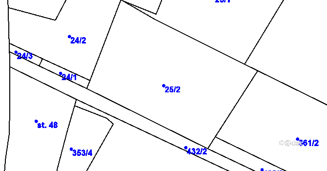 Parcela st. 25/2 v KÚ Vrbka u Ledče nad Sázavou, Katastrální mapa