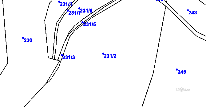 Parcela st. 231/2 v KÚ Vrbka u Ledče nad Sázavou, Katastrální mapa