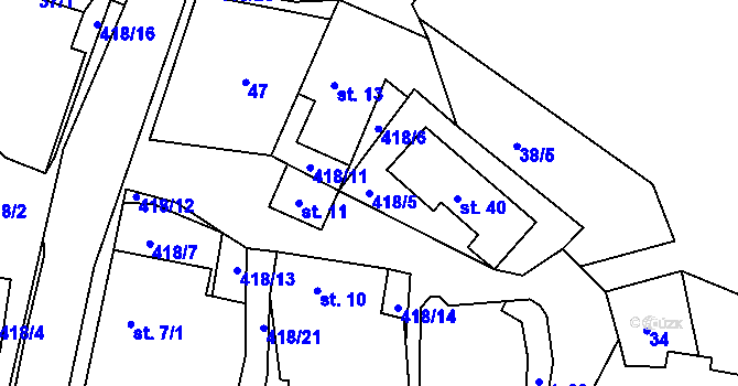 Parcela st. 418/5 v KÚ Vrbka u Ledče nad Sázavou, Katastrální mapa