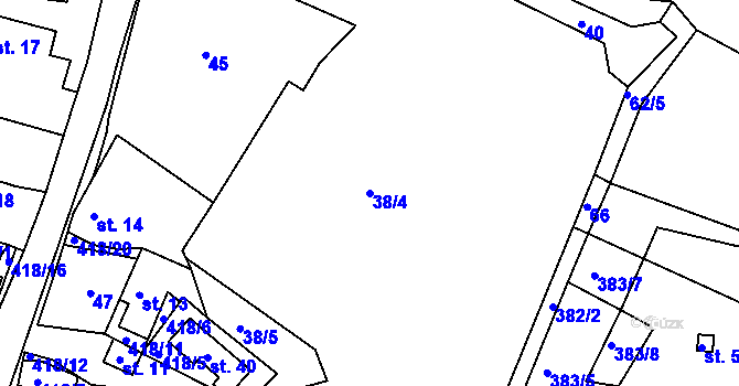 Parcela st. 38/4 v KÚ Vrbka u Ledče nad Sázavou, Katastrální mapa