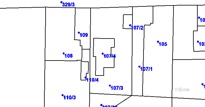 Parcela st. 107/4 v KÚ Vrbka u Opavy, Katastrální mapa