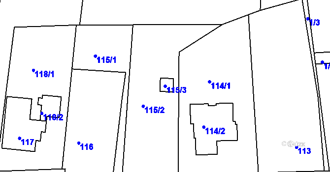 Parcela st. 115/3 v KÚ Vrbka u Opavy, Katastrální mapa