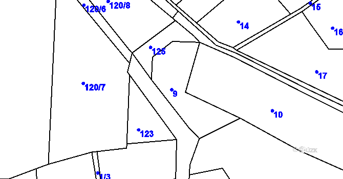 Parcela st. 9 v KÚ Vrbka u Opavy, Katastrální mapa