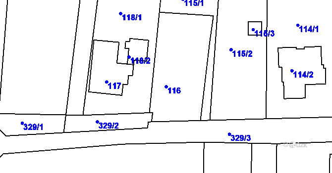Parcela st. 116 v KÚ Vrbka u Opavy, Katastrální mapa