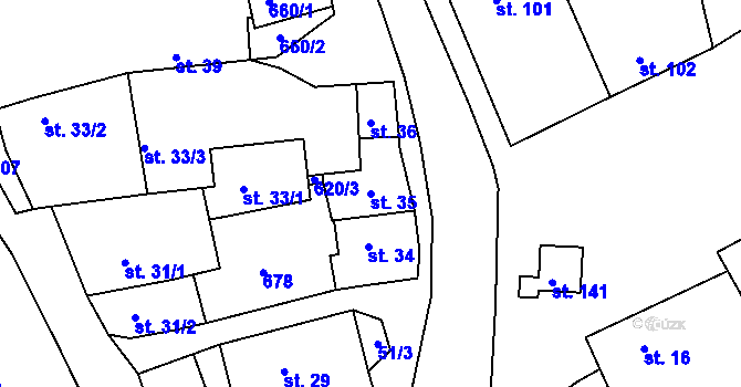 Parcela st. 35 v KÚ Vrbno nad Lesy, Katastrální mapa