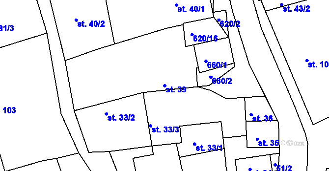 Parcela st. 39 v KÚ Vrbno nad Lesy, Katastrální mapa