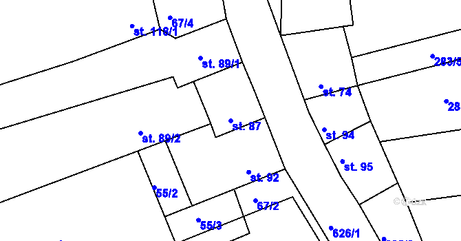 Parcela st. 87 v KÚ Vrbno nad Lesy, Katastrální mapa