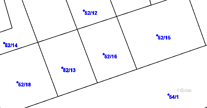 Parcela st. 52/16 v KÚ Vrbno nad Lesy, Katastrální mapa