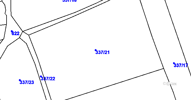 Parcela st. 337/21 v KÚ Vrbno nad Lesy, Katastrální mapa