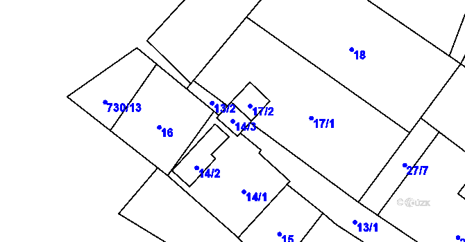 Parcela st. 14/3 v KÚ Ludvíkov pod Pradědem, Katastrální mapa