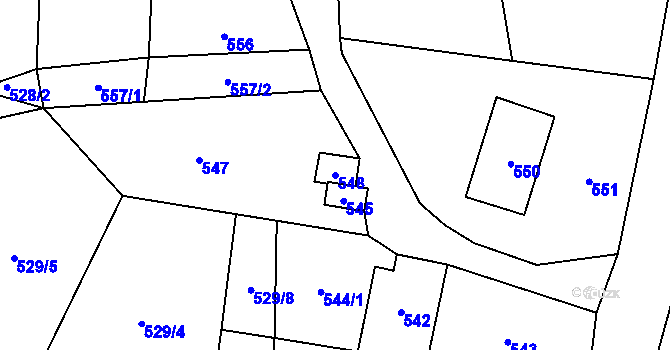 Parcela st. 548 v KÚ Ludvíkov pod Pradědem, Katastrální mapa