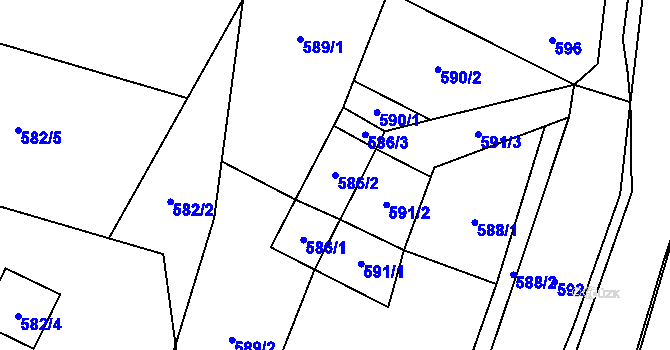 Parcela st. 586/2 v KÚ Ludvíkov pod Pradědem, Katastrální mapa