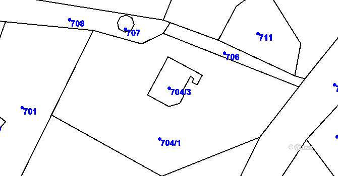 Parcela st. 704/3 v KÚ Ludvíkov pod Pradědem, Katastrální mapa