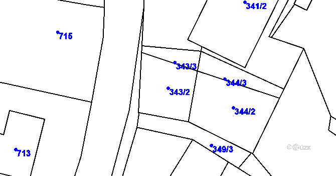 Parcela st. 343/2 v KÚ Ludvíkov pod Pradědem, Katastrální mapa