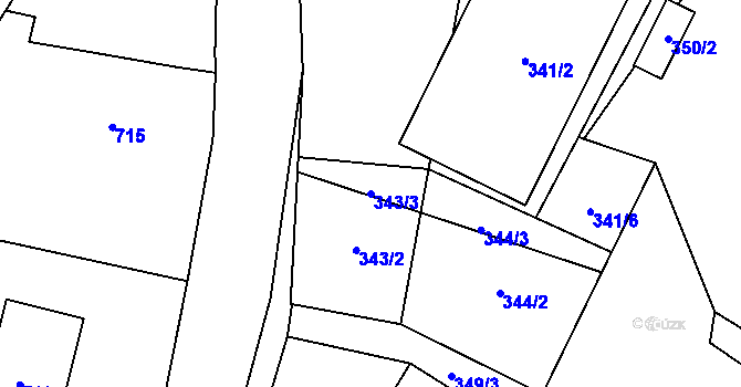 Parcela st. 343/3 v KÚ Ludvíkov pod Pradědem, Katastrální mapa