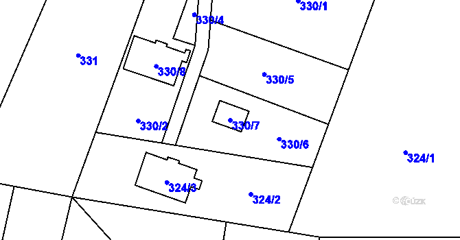 Parcela st. 330/7 v KÚ Mnichov pod Pradědem, Katastrální mapa