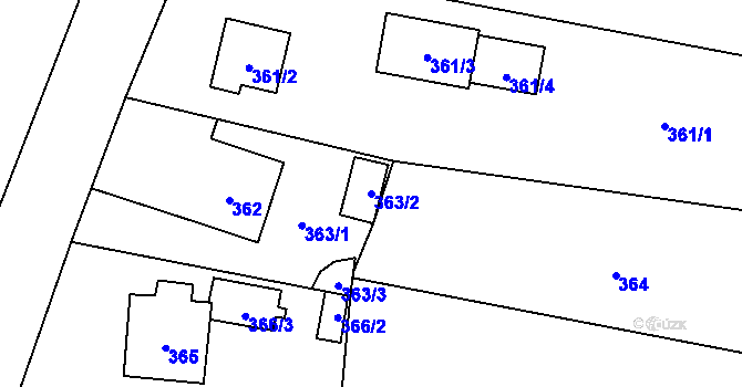 Parcela st. 363/2 v KÚ Mnichov pod Pradědem, Katastrální mapa