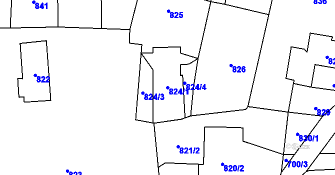 Parcela st. 824/1 v KÚ Mnichov pod Pradědem, Katastrální mapa