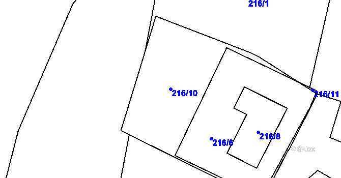 Parcela st. 216/10 v KÚ Mnichov pod Pradědem, Katastrální mapa