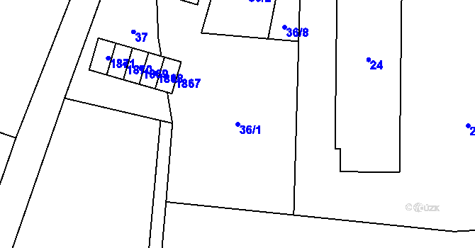 Parcela st. 36/1 v KÚ Vrbno pod Pradědem, Katastrální mapa