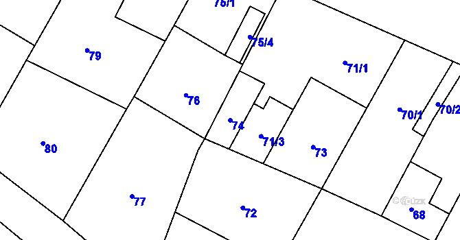 Parcela st. 74 v KÚ Vrbno pod Pradědem, Katastrální mapa