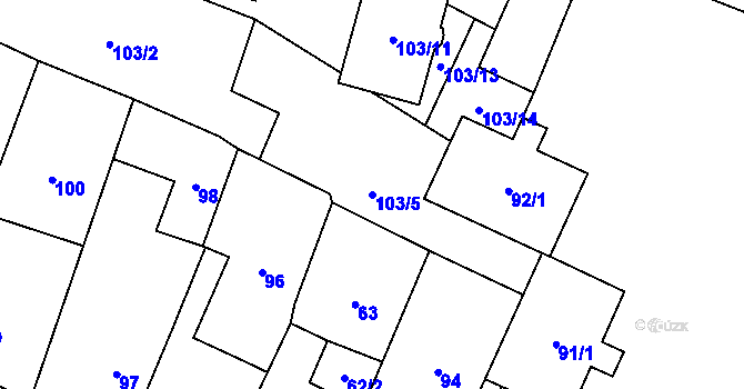 Parcela st. 103/5 v KÚ Vrbno pod Pradědem, Katastrální mapa