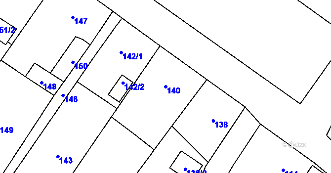 Parcela st. 140 v KÚ Vrbno pod Pradědem, Katastrální mapa