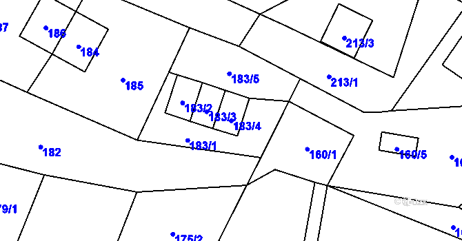 Parcela st. 183/4 v KÚ Vrbno pod Pradědem, Katastrální mapa