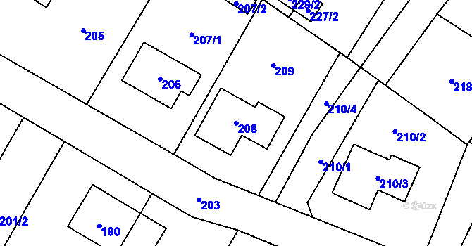 Parcela st. 208 v KÚ Vrbno pod Pradědem, Katastrální mapa