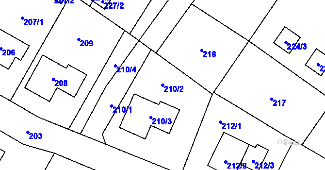 Parcela st. 210/2 v KÚ Vrbno pod Pradědem, Katastrální mapa