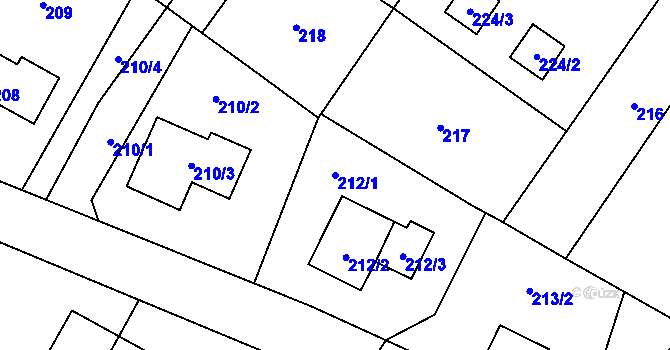 Parcela st. 212/1 v KÚ Vrbno pod Pradědem, Katastrální mapa