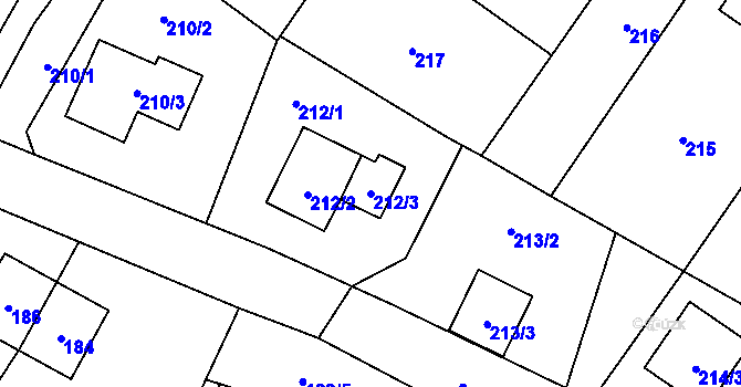 Parcela st. 212/3 v KÚ Vrbno pod Pradědem, Katastrální mapa