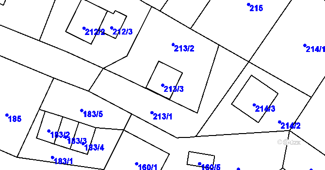 Parcela st. 213/3 v KÚ Vrbno pod Pradědem, Katastrální mapa