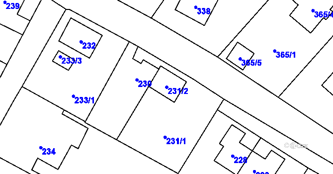 Parcela st. 231/2 v KÚ Vrbno pod Pradědem, Katastrální mapa