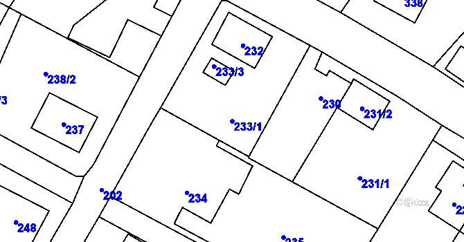 Parcela st. 233/1 v KÚ Vrbno pod Pradědem, Katastrální mapa