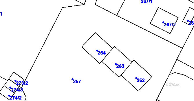 Parcela st. 264 v KÚ Vrbno pod Pradědem, Katastrální mapa